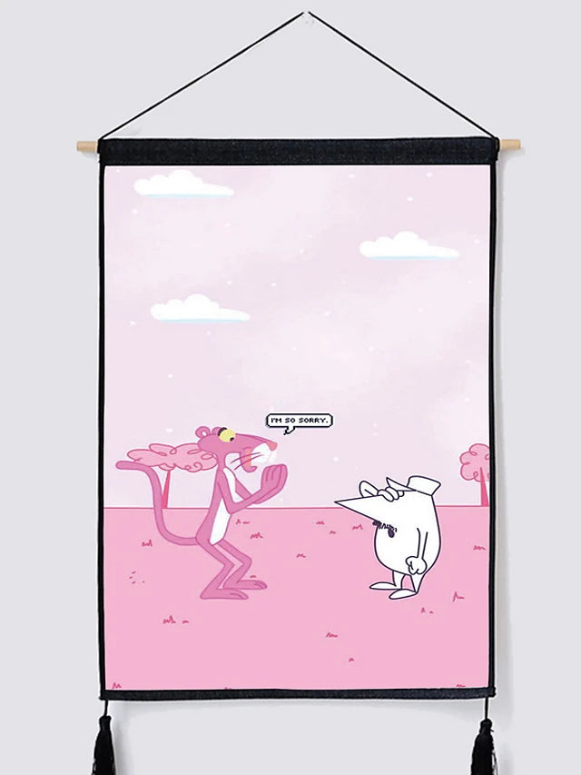 Cartoon Pink Panther Wallpaper for Kids Decorative 3d Retro Wall