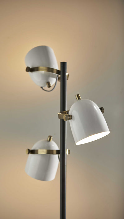 Three Light Floor Lamp with Adjustable White Metal Shades - Lighting > Novelty Lamps - $280.99