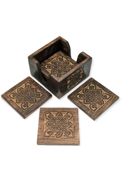 Celtic coasters with holder