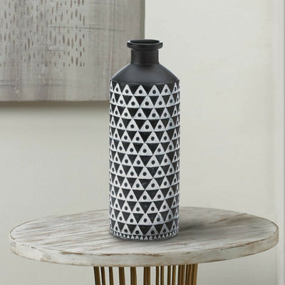 Geometric Porcelain Vase - Black and White