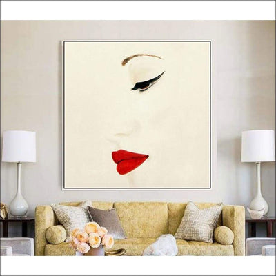 Red Lipped Woman Framed Canvas Painting - Framed Canvas Painting - $1610.99