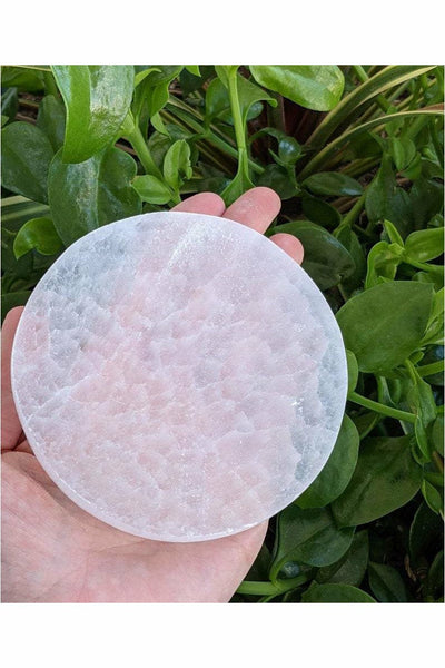 Round White selenite Charging Plate - 1 pc