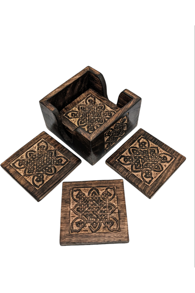 Celtic coasters with holder